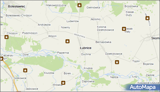 mapa Łubnice powiat wieruszowski, Łubnice powiat wieruszowski na mapie Targeo