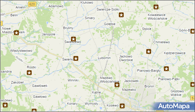 mapa Lubomin gmina Nasielsk, Lubomin gmina Nasielsk na mapie Targeo