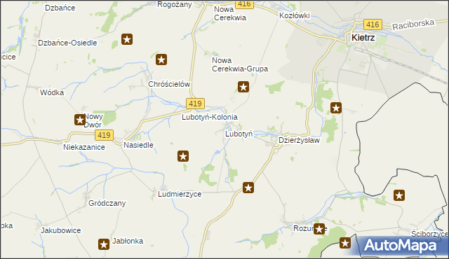 mapa Lubotyń gmina Kietrz, Lubotyń gmina Kietrz na mapie Targeo