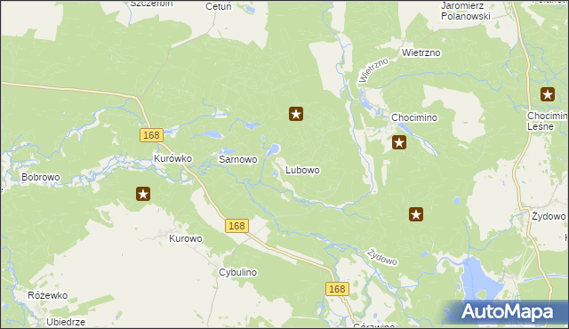 mapa Lubowo gmina Bobolice, Lubowo gmina Bobolice na mapie Targeo