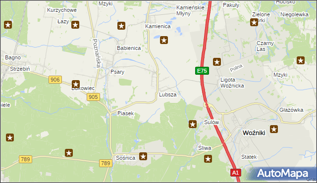 mapa Lubsza gmina Woźniki, Lubsza gmina Woźniki na mapie Targeo