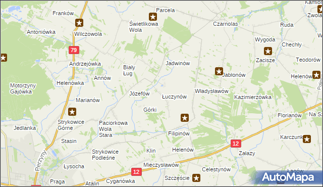 mapa Łuczynów gmina Policzna, Łuczynów gmina Policzna na mapie Targeo