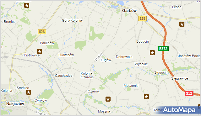 mapa Ługów gmina Jastków, Ługów gmina Jastków na mapie Targeo