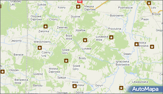 mapa Łukawa gmina Głowaczów, Łukawa gmina Głowaczów na mapie Targeo