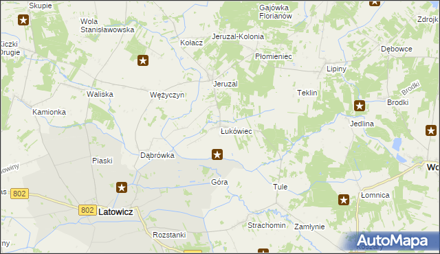 mapa Łukówiec gmina Mrozy, Łukówiec gmina Mrozy na mapie Targeo