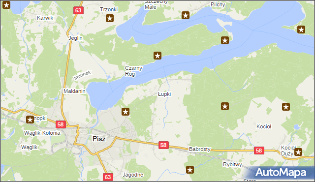 mapa Łupki gmina Pisz, Łupki gmina Pisz na mapie Targeo