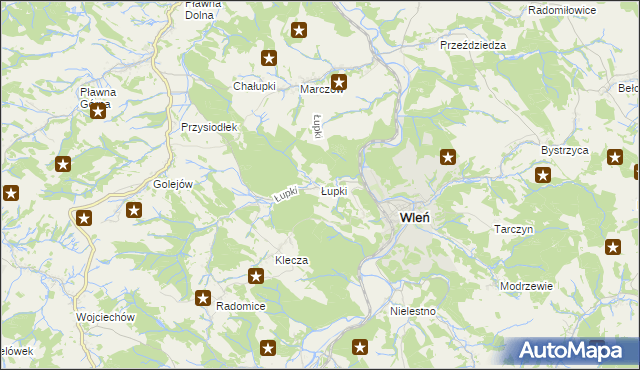 mapa Łupki gmina Wleń, Łupki gmina Wleń na mapie Targeo