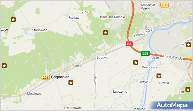 mapa Łupowo gmina Bogdaniec, Łupowo gmina Bogdaniec na mapie Targeo