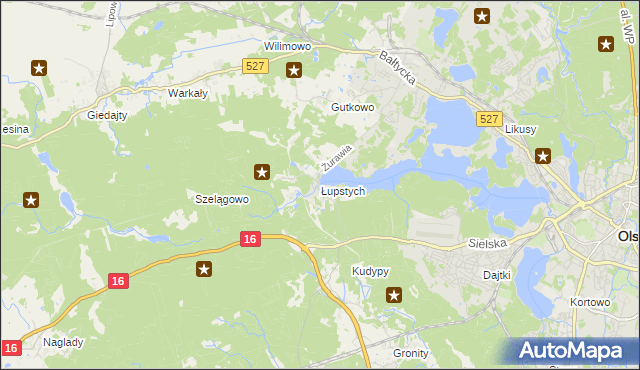 mapa Łupstych, Łupstych na mapie Targeo