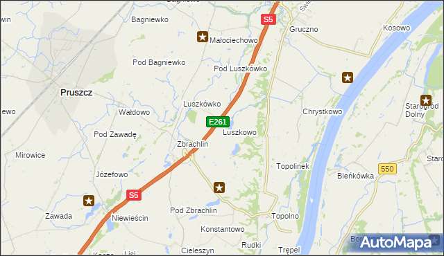 mapa Luszkowo, Luszkowo na mapie Targeo