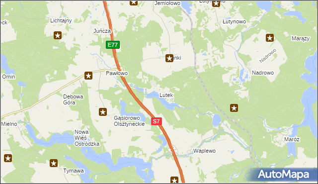 mapa Lutek, Lutek na mapie Targeo