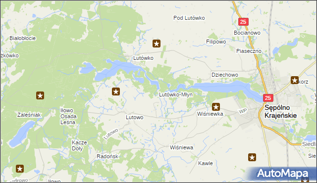 mapa Lutówko-Młyn, Lutówko-Młyn na mapie Targeo