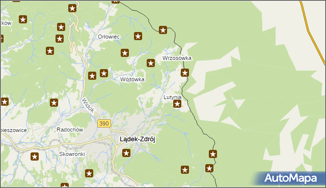 mapa Lutynia gmina Lądek-Zdrój, Lutynia gmina Lądek-Zdrój na mapie Targeo