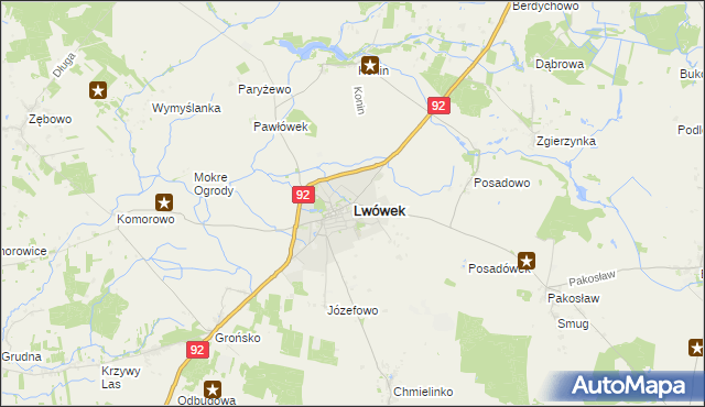 mapa Lwówek powiat nowotomyski, Lwówek powiat nowotomyski na mapie Targeo