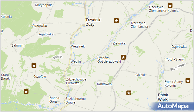 mapa Łychów Gościeradowski, Łychów Gościeradowski na mapie Targeo