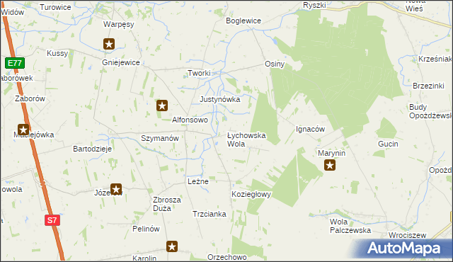 mapa Łychowska Wola, Łychowska Wola na mapie Targeo