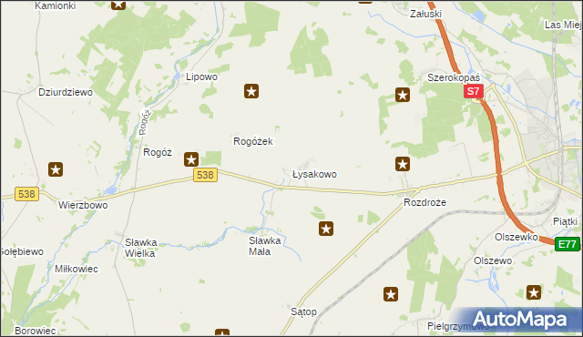 mapa Łysakowo gmina Nidzica, Łysakowo gmina Nidzica na mapie Targeo