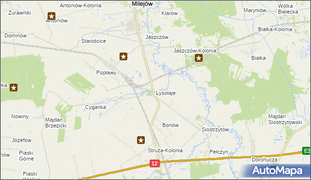 mapa Łysołaje, Łysołaje na mapie Targeo