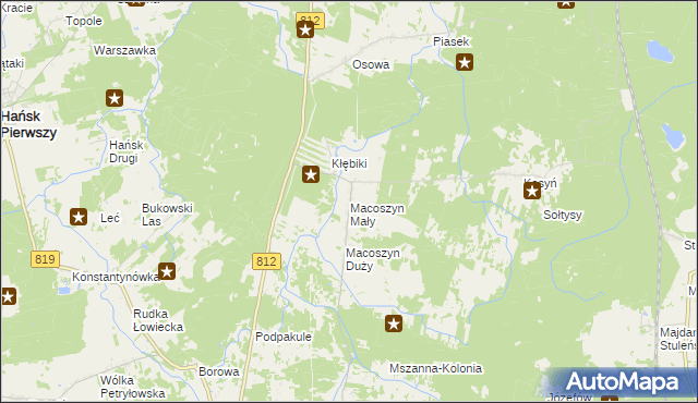 mapa Macoszyn Mały, Macoszyn Mały na mapie Targeo