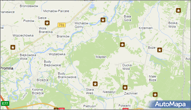 mapa Majdan gmina Stromiec, Majdan gmina Stromiec na mapie Targeo