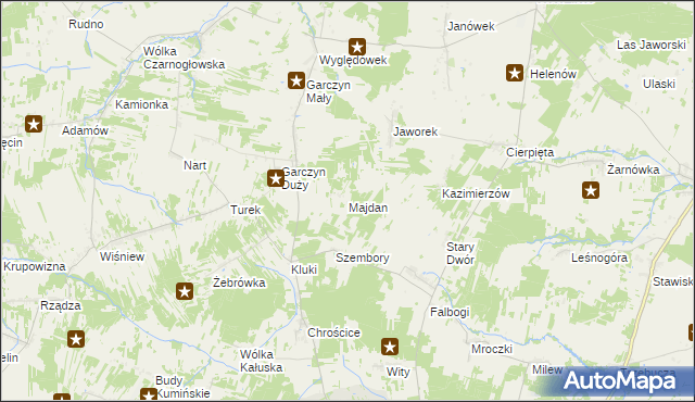 mapa Majdan gmina Wierzbno, Majdan gmina Wierzbno na mapie Targeo