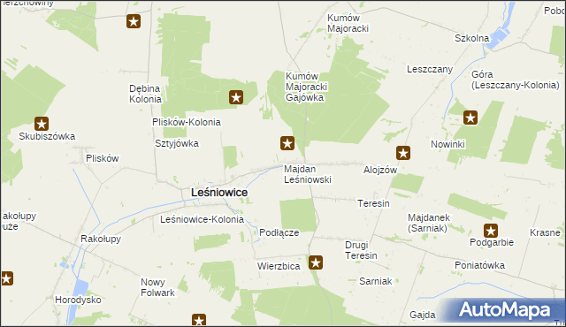 mapa Majdan Leśniowski, Majdan Leśniowski na mapie Targeo
