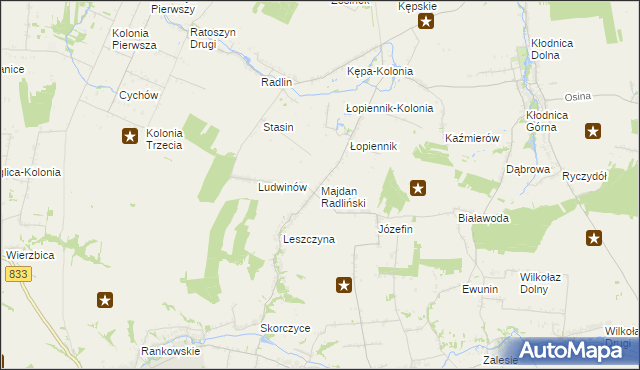 mapa Majdan Radliński, Majdan Radliński na mapie Targeo