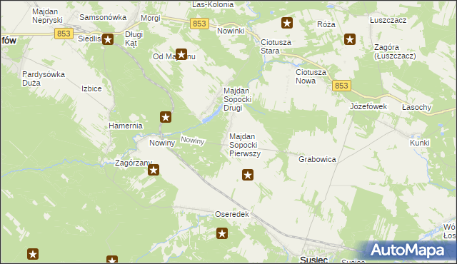 mapa Majdan Sopocki Pierwszy, Majdan Sopocki Pierwszy na mapie Targeo