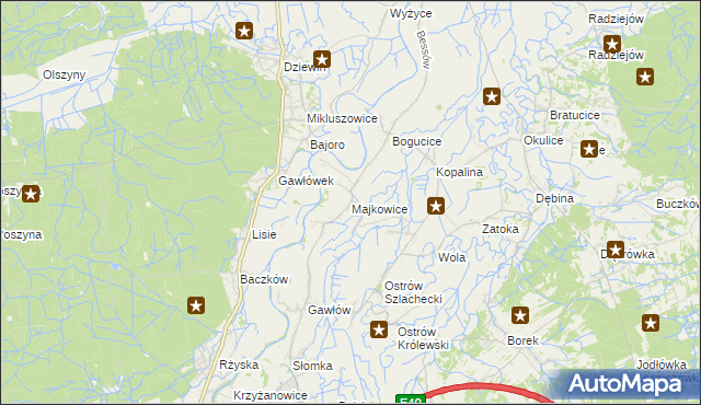 mapa Majkowice gmina Bochnia, Majkowice gmina Bochnia na mapie Targeo