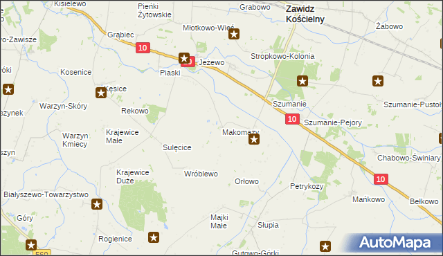 mapa Makomazy, Makomazy na mapie Targeo