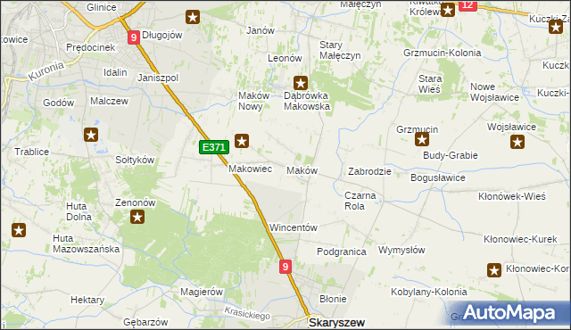 mapa Maków gmina Skaryszew, Maków gmina Skaryszew na mapie Targeo