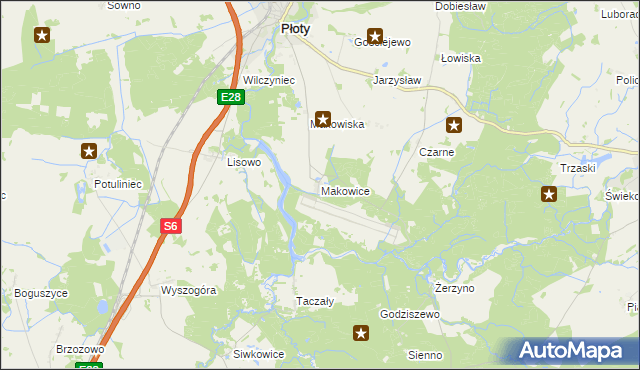 mapa Makowice gmina Płoty, Makowice gmina Płoty na mapie Targeo