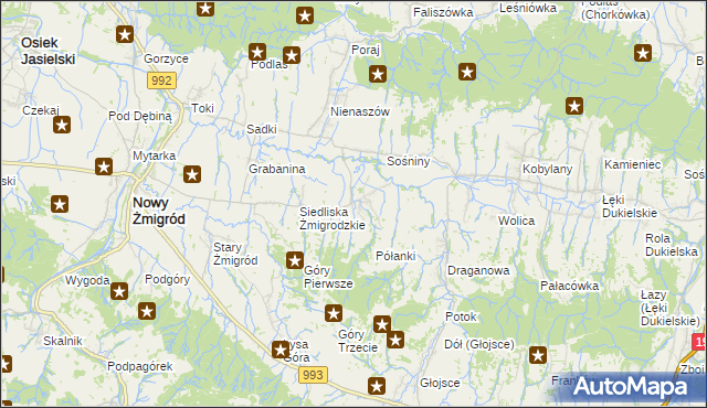 mapa Makowiska gmina Nowy Żmigród, Makowiska gmina Nowy Żmigród na mapie Targeo