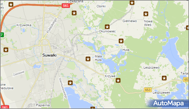 mapa Mała Huta gmina Suwałki, Mała Huta gmina Suwałki na mapie Targeo