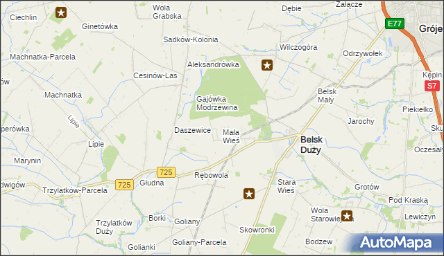 mapa Mała Wieś gmina Belsk Duży, Mała Wieś gmina Belsk Duży na mapie Targeo