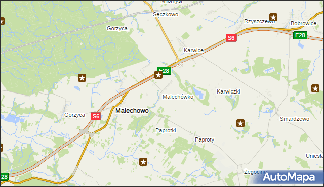 mapa Malechówko, Malechówko na mapie Targeo