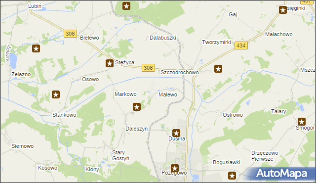 mapa Malewo gmina Gostyń, Malewo gmina Gostyń na mapie Targeo