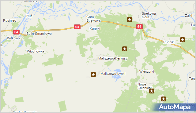 mapa Maliszewo-Perkusy, Maliszewo-Perkusy na mapie Targeo