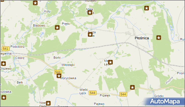 mapa Mały Łęck Osada, Mały Łęck Osada na mapie Targeo