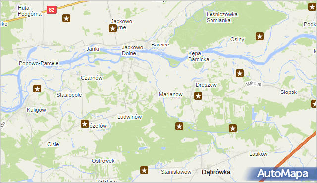 mapa Marianów gmina Dąbrówka, Marianów gmina Dąbrówka na mapie Targeo