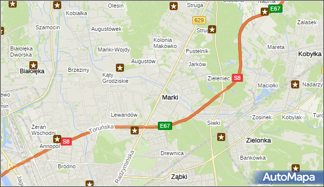 mapa Marki powiat wołomiński, Marki powiat wołomiński na mapie Targeo