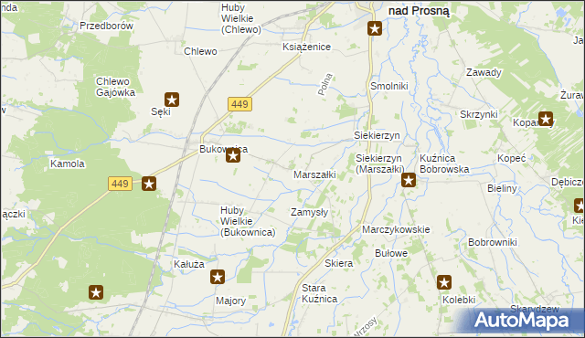 mapa Marszałki gmina Grabów nad Prosną, Marszałki gmina Grabów nad Prosną na mapie Targeo