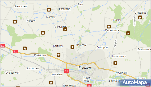 mapa Marszew gmina Pleszew, Marszew gmina Pleszew na mapie Targeo