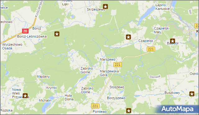 mapa Marszewo gmina Przywidz, Marszewo gmina Przywidz na mapie Targeo