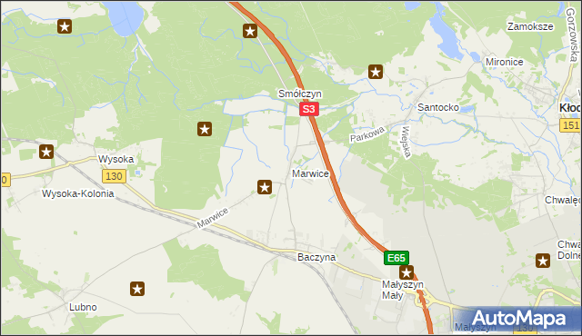 mapa Marwice gmina Lubiszyn, Marwice gmina Lubiszyn na mapie Targeo