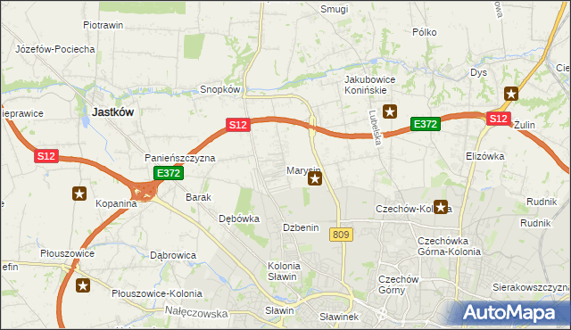 mapa Marysin gmina Jastków, Marysin gmina Jastków na mapie Targeo