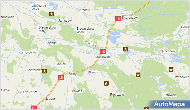 mapa Masłowiec, Masłowiec na mapie Targeo