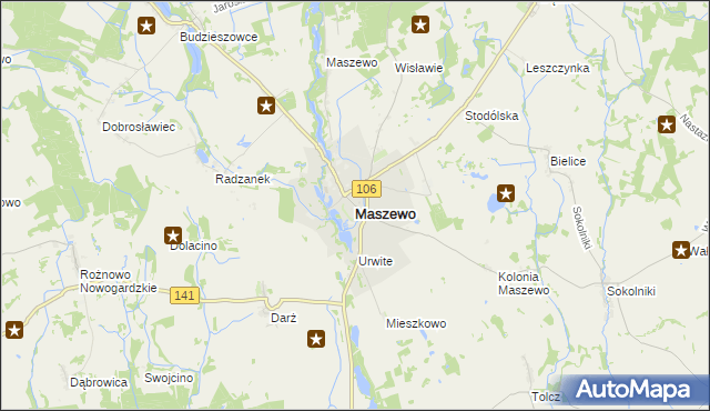 mapa Maszewo powiat goleniowski, Maszewo powiat goleniowski na mapie Targeo