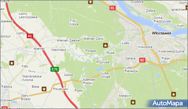 mapa Mazury gmina Brześć Kujawski, Mazury gmina Brześć Kujawski na mapie Targeo