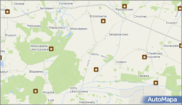 mapa Mchy gmina Książ Wielkopolski, Mchy gmina Książ Wielkopolski na mapie Targeo